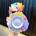 Cute purple cat-themed mini recording speaker keychain toy with MEOW lettering detail - Cat Megaphone / Purple