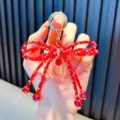 Handgefertigter funkelnder roter Kristallperlen-Schlüsselanhänger mit Schleife für Taschen - Funkelnder Schleifen-Anhänger (Mit Dichtung) / Rot