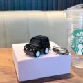 Detailed black miniature off-road SUV alloy car keychain toy model bag pendant - Black