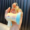 Cute minimalist bear microphone recorder keychain electronic toy in blue and cream finish - Recording Mini Speaker - Yellow (No Loop)