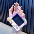 Cute purple bee themed mini LCD writing tablet keychain toy for bag or key decoration - Purple