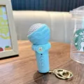 Lindo mini llavero grabador de micrófono azul para mochilas escolares de estudiantes - Micrófono verde