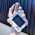 Cute honeybee theme mini doodle drawing board keychain in light blue and white color - Blue