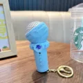 Lindo mini llavero juguete grabador de micrófono azul con prácticos botones para bolsos - Micrófono Azul