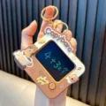 Cute Capybara themed mini writing board keychain toy with a brown retro TV shape design - Coffee Cup Style