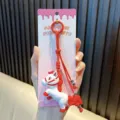 Cute cartoon horse keychain pendant in white and red color for bags and car keys - Red