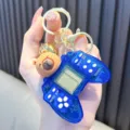 Portachiavi mini controller di gioco blu portatile con ciondolo in silicone orso bruno - Blu