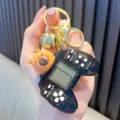 Portachiavi mini controller di gioco nero con ciondolo a forma di orsetto e campanello - Nero