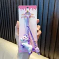 Adorable cartoon horse keychain in white and purple with matching braided lanyard - Purple