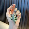 Durable camouflage fighter jet keychain with metal ring for bags and keys accessory - Green