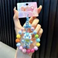 Cute colorful beaded unicorn keychain with acrylic pendant for bags and car keys charm. - Blue (With Gasket)