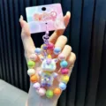 Exquisite colorful beaded keychain featuring a cute pearlescent unicorn pendant for bags - Purple (With Gasket)