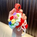 Handmade crochet flower bouquet keychain charm for bag decoration, vibrant cute gift idea - Colorful