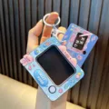 Cute blue pig-themed mini doodle board keychain accessory for bags and car keys - Blue