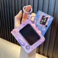 Cute purple handheld toy drawing board keychain with pig motifs and attached card - Purple
