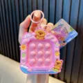Χαριτωμένο ροζ αρκουδάκι pop-it fidget παιχνίδι μπρελόκ, ποιοτικό αξεσουάρ για άγχος - Ροζ