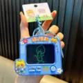 Cute mini blue TV-shaped portable doodle drawing board keychain charm for bags and keys - Blue