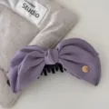 Elegant purple satin bow banana hair clip for stylish ponytail and chic bun hairstyles - Purple