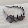Vintage gray fabric-wrapped headband with bow and plastic teeth detail hair accessory - Gray Bowknot Headband (FJ83662)