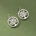High-quality S925 sterling silver tree of life cutout round pendant for DIY jewelry making - Hollow Round Plate Tree Pendant (S0673) / Silver