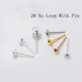S925 sterling silver pearl cup stud earring findings with pins, no loop, DIY jewelry parts - No-Loop Cup Stud (2#) / Diameter 4mm / Electroplated Rose Gold (1 Pair)