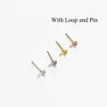 S925 sterling silver earring posts with pearl tray and loop for DIY jewelry making - With-Loop Cup Stud (1#) / Diameter 4mm / Electroplated Rose Gold (1 Pair)