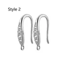 Crochets d'oreilles en argent S925 avec zircons incrustés pour création de bijoux - Style 2 (B Style 2)