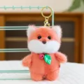 Cute orange plush animal keychain fluffy cartoon toy backpack pendant sweet gift for kids - Fox