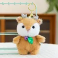 Cute plush deer keychain fluffy animal toy pendant for backpack keyring bag charm accessory gift. - Deer