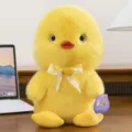 Cute yellow chick plush toy featuring a yellow plaid bow tie for cozy home decor - Yellow / 23cm