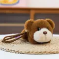 Cute brown bear plush keychain charm soft animal pendant for backpacks and handbags - Prone Brown Bear / 14cm / Brown