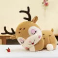 Simpatico peluche a forma di renna che dorme cerbiatto decorativo da regalare - Giallo / 20cm