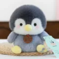 Adorable grey penguin plush toy doll for kids featuring a heart embroidery on foot - Penguin / 16cm