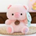 Cute pink fluffy pig plush toy animal doll with brand leather tag for children gift - Pink Pig / 16cm