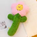 Large soft flower plush pillow cushion with cute bee face in pink and green color variant - Full Flower with Stem / Pink / 90cm