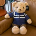 Orsetto di peluche carino con maglione a righe blu e pantaloni marroni come regalo. - 40CM / Blu