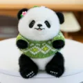 Cute panda plush toy pendant wearing a green knitted sweater for bag decoration - 14cm Pendant Style / Green Diamond Sweater