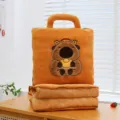 Warm orange capybara plush pillow and blanket 2-in-1 set for office nap and home decor - God Of Wealth Style