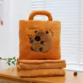 Cute orange Capybara plush pillow and blanket set with Cheers embroidery for office naps - Cheers