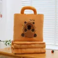 Cute orange capybara plush pillow and blanket set perfect for office naps and home - Doodle face style