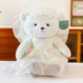 Adorable white plush teddy bear wearing a wedding dress and veil, perfect for wedding gifts - Height 30cm / Female Bear in White Clothes