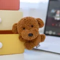 Adorable brown curly hair poodle plush toy puppy doll resting on a yellow desk drawer - Teddy/Poodle (11cm) / Teddy (Brown)