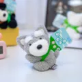 Cute grey and white fluffy husky plush toy with a green accessory tag for kids - Schnauzer Dog (11cm) / Schnauzer (Grey)