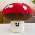 Adorable red mushroom plush toy pillow with a friendly smiley face for cozy home decor - Mushroom / 68*19*25cm
