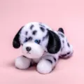 Adorable spotted dalmatian plush puppy toy with blue eyes and soft fur on pink background - Dalmatian / 34cm