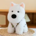 Morbido peluche di cane West Highland Terrier bianco con un collare di vite decorativo - Stile Mela / 22cm