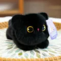 Adorable black plush cat head magnet accessory for car dashboard and fridge decor - 14cm / Black Cat