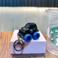 Detailed miniature black police off-road vehicle keychain featuring large blue wheels - Off-Road Style / Black (Off-Road Vehicle)