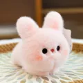 Adorable pink plush bunny fridge magnet with soft faux fur and heart-shaped nose detail - 14cm / Pink Rabbit