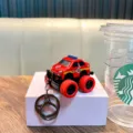 Miniature red fire truck monster truck keychain toy with rugged off-road tires - Off-Road Vehicle